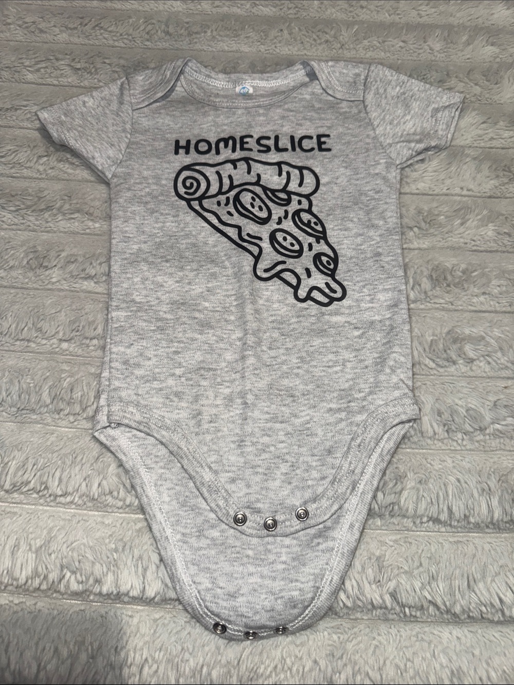 Baby Essentials Gray Heather 'Home Slice' Pizza Bodysuit
